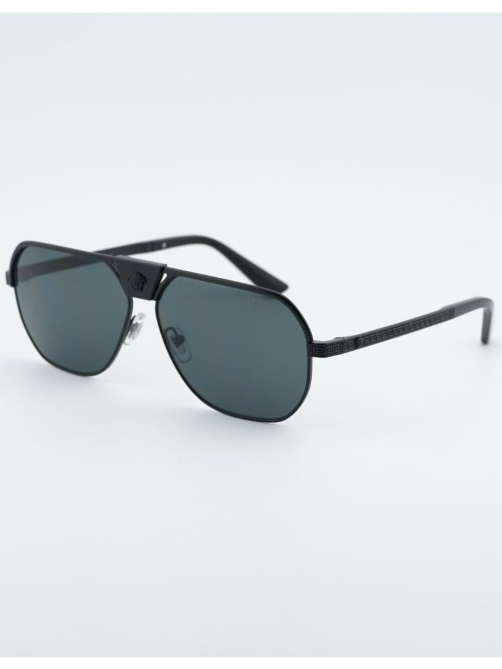Versace VE2294 126187 Sunglasses Matte Black Aviator Frame, Grey Lenses